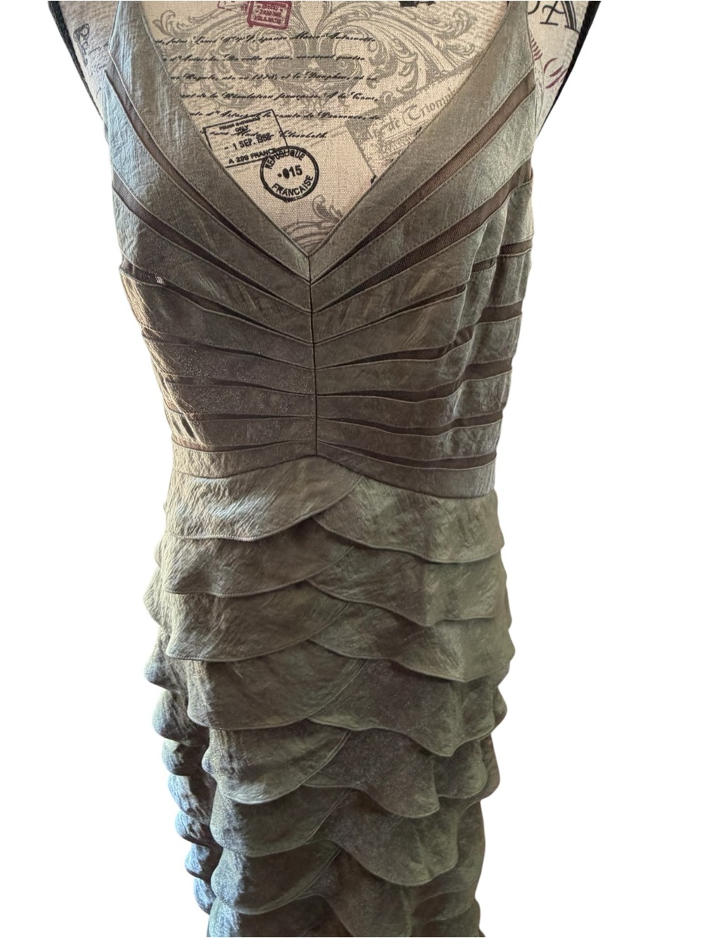 Adrianna Papell Olive Tiered Ruffle Maxi Dress - Picture 2 of 9
